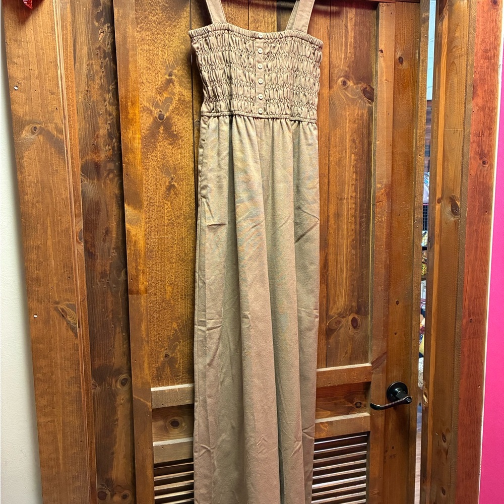 Brown Smocked Maxi Dress